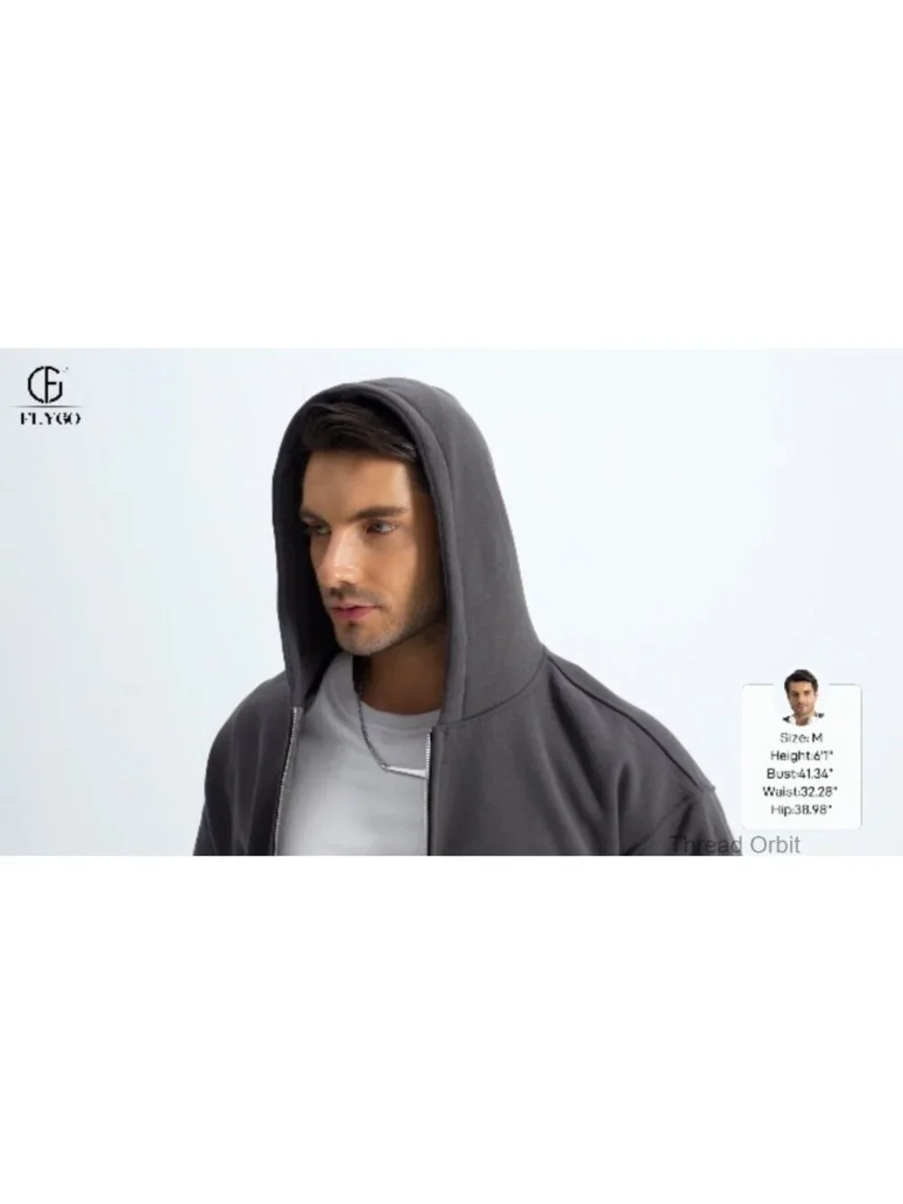 Mens Zip Up Hoodie Oversized Fleece Long Sleeve Drop Shoulder Hooded Sweatshirt